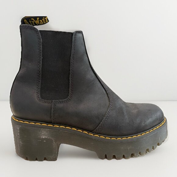 Dr. Martens Docs Rometty Wyoming Black Platform Chelsea Ankle Boots Leather Sz 9 - Picture 3 of 8